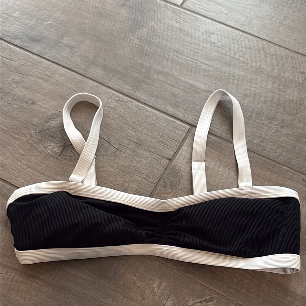 Black and White Women's Swim Top